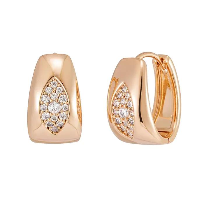 SYOUJYO-Boucles d'Oreilles promenales Naturelles en Or Rose pour Femme, Bijoux Créoles Pavées, Desig
