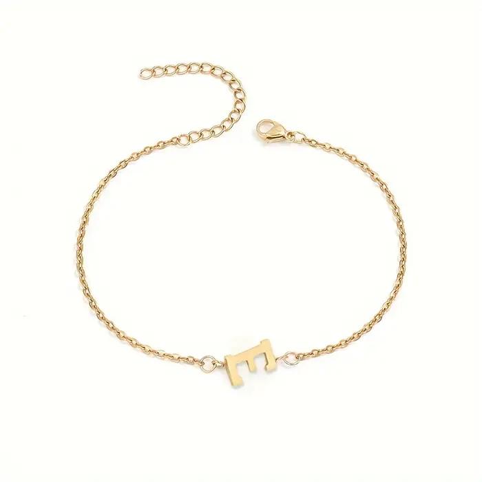 Bracelet à chaîne fine en perles en forme de lettre acier inoxydable plaqué or rose bijou unisexe cadeau occasion spéciale femme