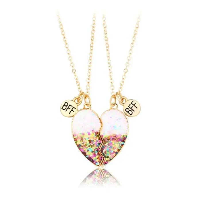 Collier pendentif cœur BFF pour enfants bijou de couple amitié indéfectible pour filles et garçons occasions spéciales fêtes cérémonies scolaires cadeaux de Noël anniversaires