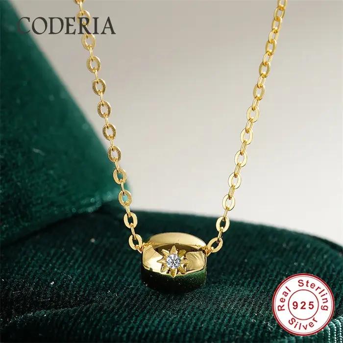 Pendentif rotatif Moissanite plaqué or 18 carats pour femme, collier en argent Sterling 925 et diama