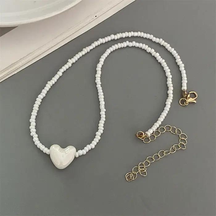 Collier ras du cou en céramique pour femmes et filles, mode coréenne, amour, cœur, coloré, nouvelle