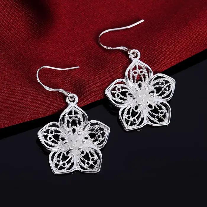 Boucles d'oreilles en argent Sterling 925 pour femmes, bijoux de haute qualité, mode rétro fleurs, c