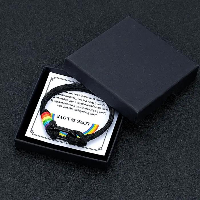 Bracelet en ULarc-en-ciel tressée multicolore pour couple