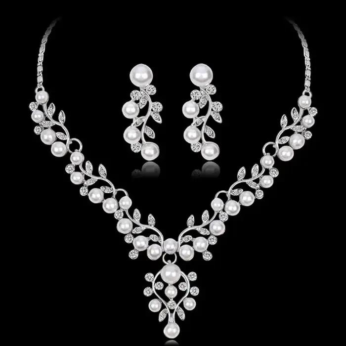 Ensemble de bijoux en perles cristal avec motifs de plante pour femmes occasions spéciales mariage