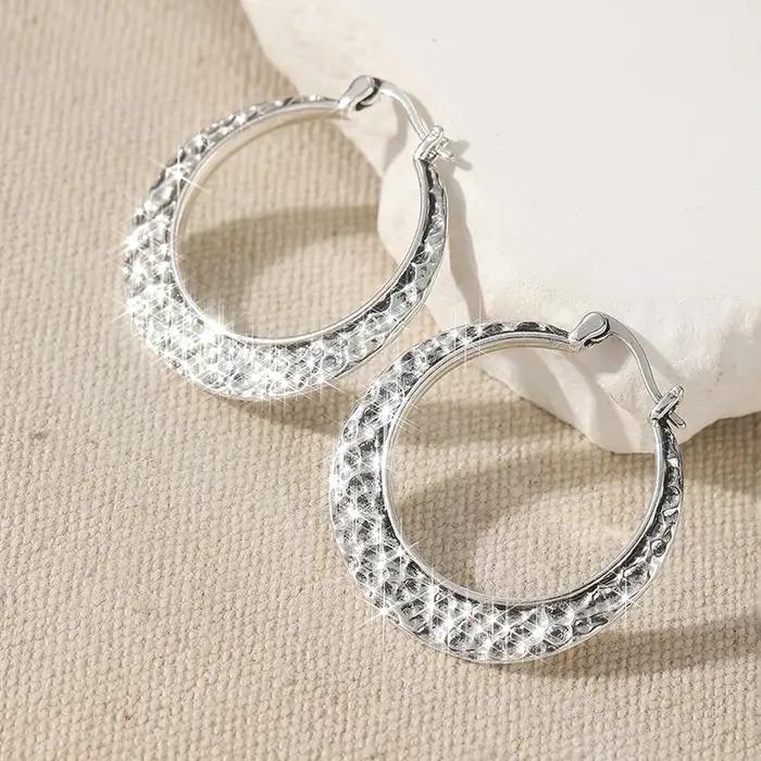 Boucles d'oreilles créoles bicolores style bohème à motif martelé pour femme, bijoux vintage classiq