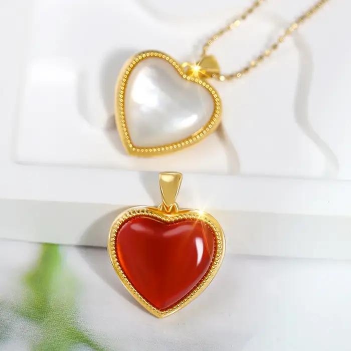 Szjinao – collier en Agate naturelle 100% or véritable 18 carats pour femmes