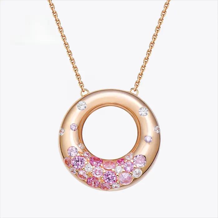 Collier beignet en argent 925 serti de zirconium brillant élégant à offrir pour femmes occasions spéciales soirée anniversaire mariage