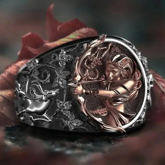 Bague Déesse Grecque Antique - Bague Ouverte Polyvalente Tendance, Bijou de Couple Haut de Gamme Faç