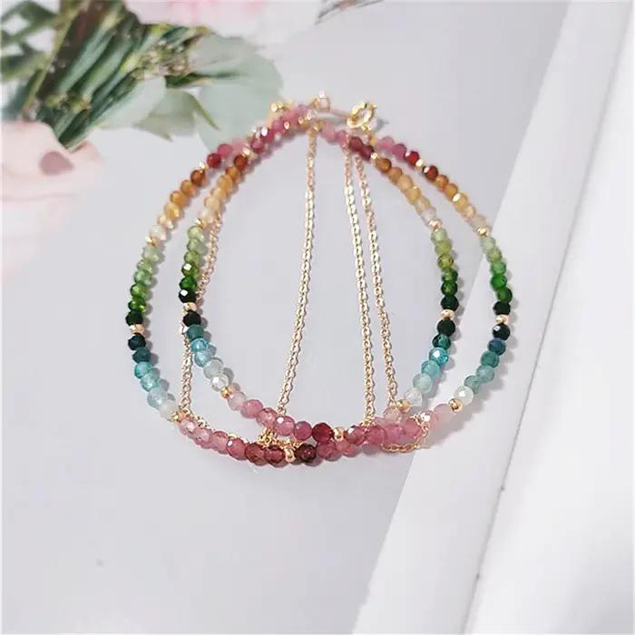 Bracelet en Perles de Tourmaline Colorées Naturelles
