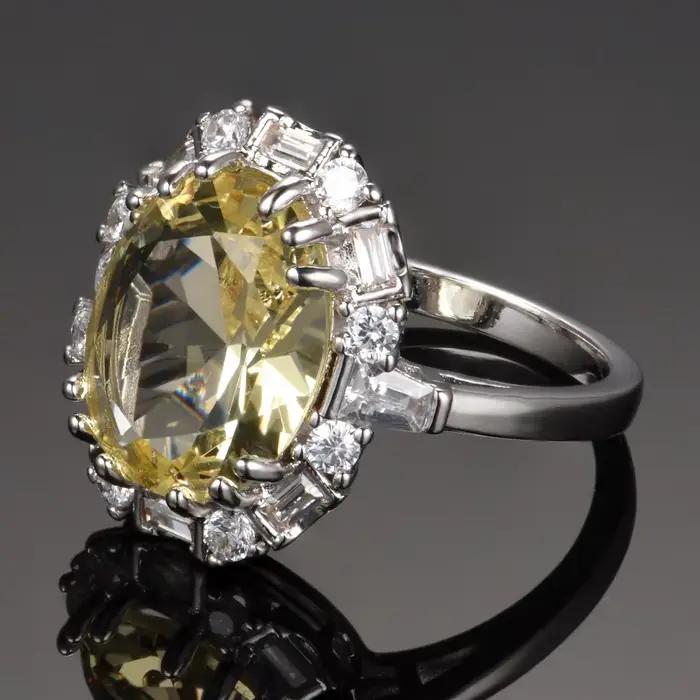 Nasiya Citrine pierres précieuses anneaux pour femmes bijoux bague anniversaire de mariage Paty cadeau en gros