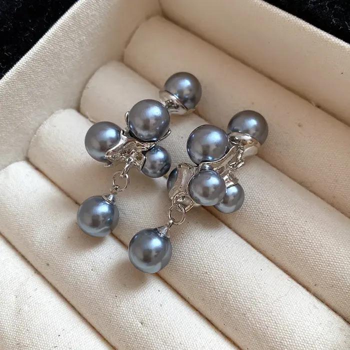 Boucles d'oreilles pendantes en Imitation de perles blanches pour femmes