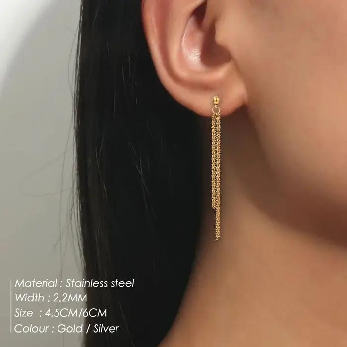 Boucles d'oreilles en acier inoxydable avec placage or 14 carats design géométrique classique pour femmes occasions spéciales étanches et hypoallergéniques