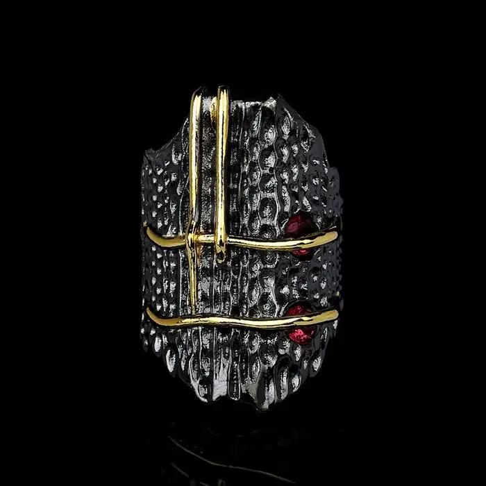 Bague moderne en argent 925 pour femmes, Style ethnique, grenade, rubis, bijoux créatifs, or noir, b