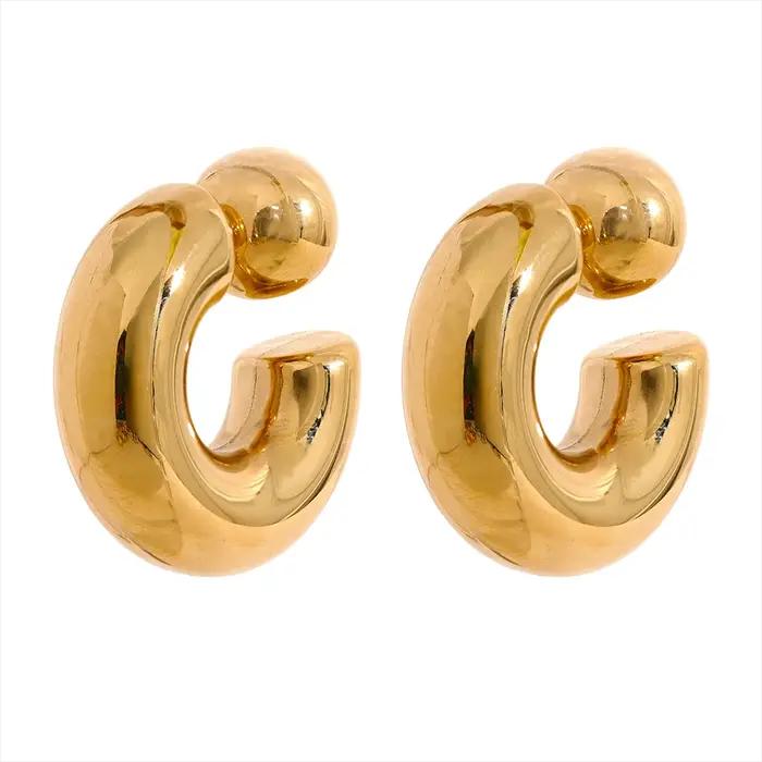 Yhpup – boucles d'oreilles rondes en forme de C en acier inoxydable