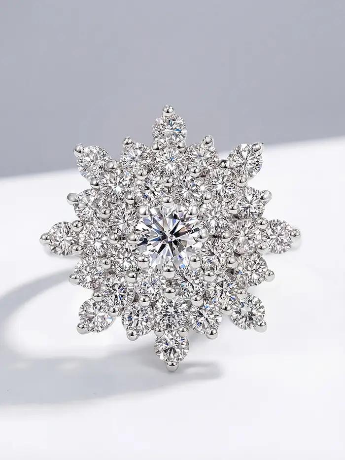 Bague en argent Sterling 925 sertie de zircon brillants en forme de tournesol alliance de mariage pour femme occasions spéciales mariage anniversaire de mariage cadeau de rêve