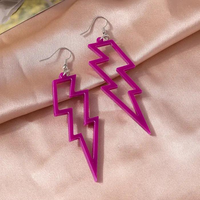 Aihua 22 couleurs coloré foudre pendentif boucles d'oreilles pour les femmes à la mode cerceau tonnerre