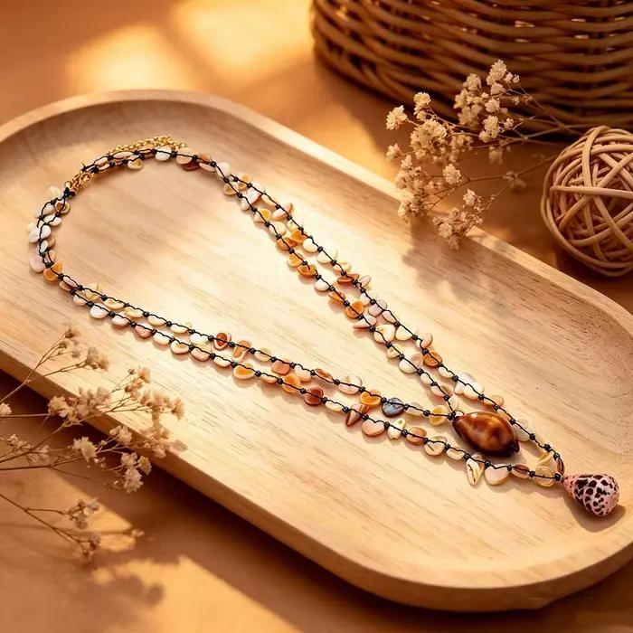 Collier multicouche avec pendentifs coquillages, longue chaîne, cadeaux pour femmes et filles, bijoux tendance, vente chaude, cadeau de fête, nouveau style 2026
