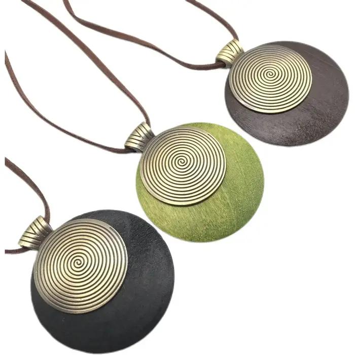 Collier long en coton et lin de style ethnique vintage pour femme