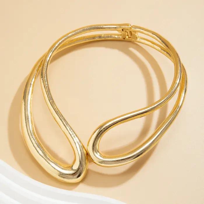 Salircon – collier ras du cou géométrique exagéré en métal