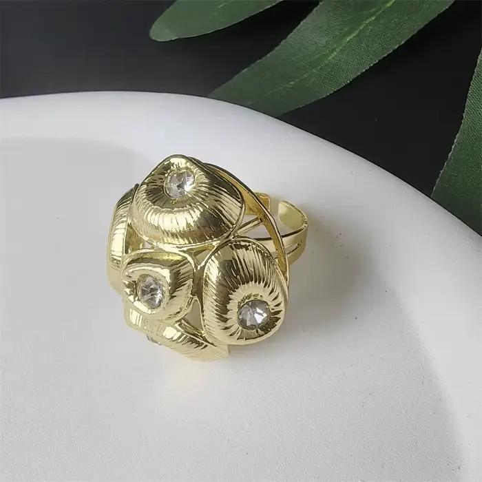 ESALE luxe dubaï couleur or ensemble de bijoux pour femmes collier boucles d'oreilles Bracelet et bague 4 pièces ensemble de bijoux complet
