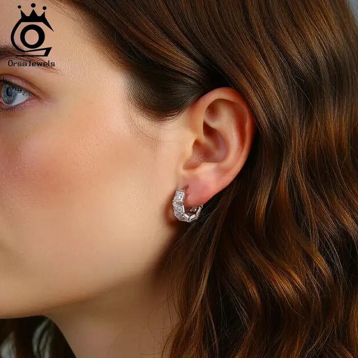 Boucles d'oreilles créoles de luxe en argent sterling 925 avec Moissonite pour femmes, idéales pour les occasions spéciales, quotidien, mariage, anniversaire, demande en mariage