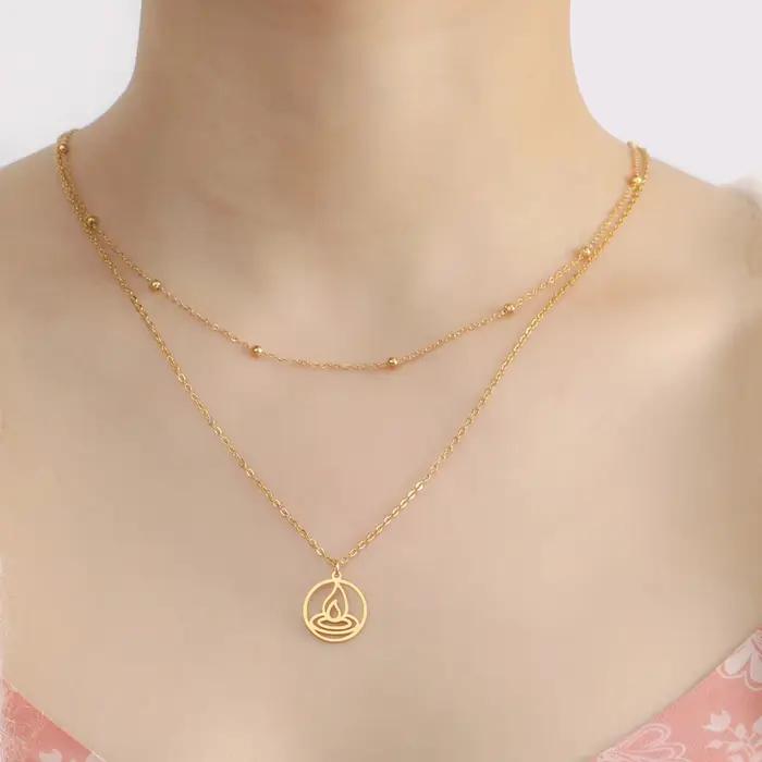 Collier avec pendentif éléments d'air eau et feu en acier inoxydable pour femmes occasions spéciales partys anniversaires mariage engagement