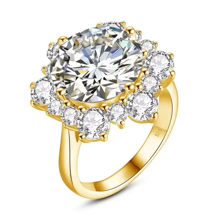 Bague Moissanite taille ronde massif 13mm 8ct, avec Certification, bijoux fins de mariage de luxe pour femmes, cadeau de fiançailles, Test de réussite