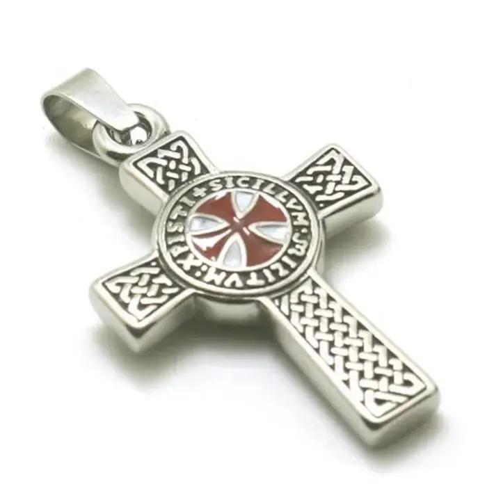 Collier pendentif croix style punk pour hommes bijou unique croix chevalier templier amulette bijou homme occasions spéciales