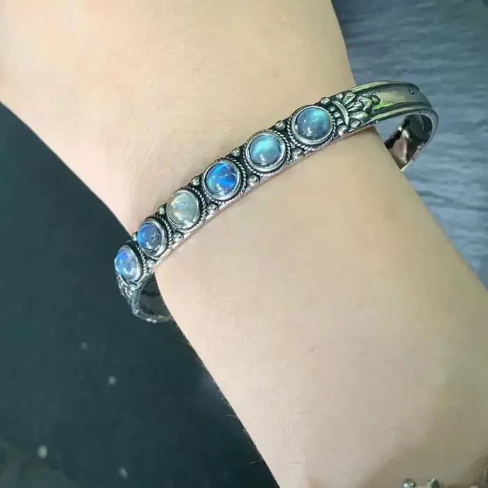 Bracelet en pierre de lune naturelle pour femme et homme