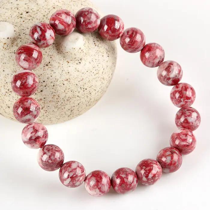 Bracelet Rare en jaspe Oriental rouge naturel