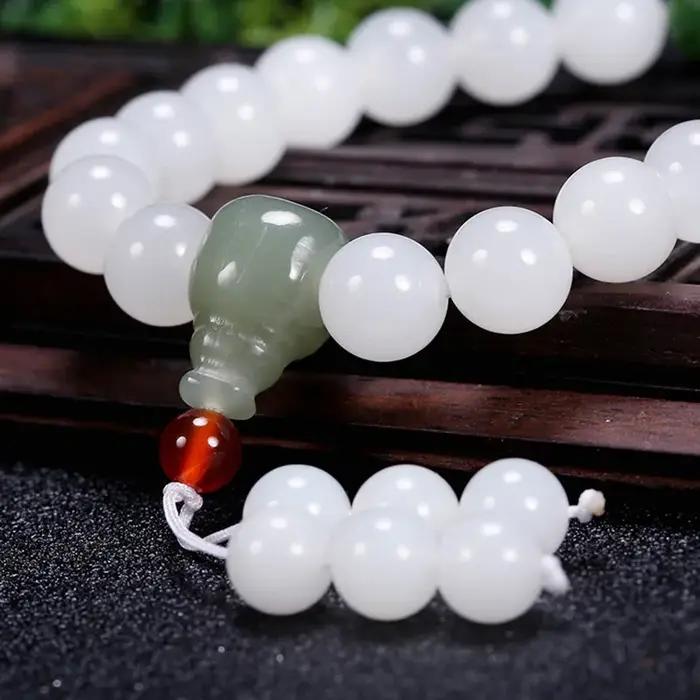 Pendentif Fleur de Jade Hetian et Bracelet à Boucle Unique en Jade Blanc Hetian pour Occasions Spéciales Femme Élégant