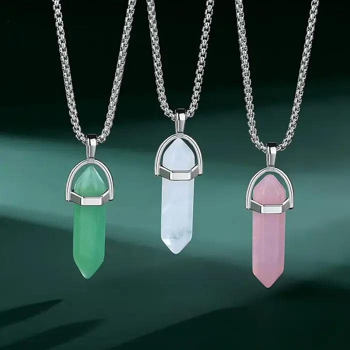 Collier en pierre précieuse obsidienne noire avec chaîne cristal pour femmes occasions spéciales recharge spirituelle quartz tig alanding yst