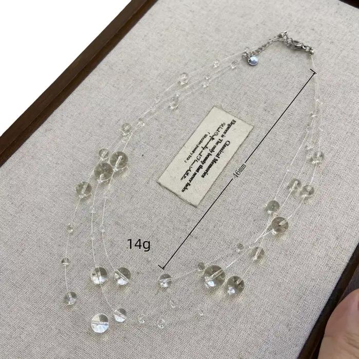 Collier Goutte de Rosée du Matin au Design Unique, Fait Main, Perles de Cristal Transparentes, Chaîne de Clavicule Tendance et Originale