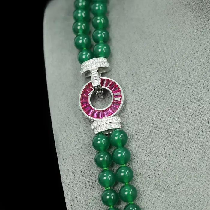 WUIHA Vintage 925 en argent Sterling laboratoire saphir Jade rubis haute teneur en carbone diamant pierres précieuses pendentif collier bijoux fins en gros