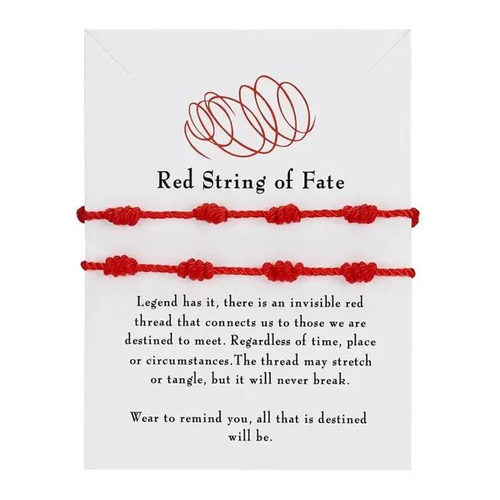 Bracelet à nœud en coton avec chaîne corde pour femmes et hommes, chaîne rouge du destin, symbole d'amitié et de bonheur pour couple