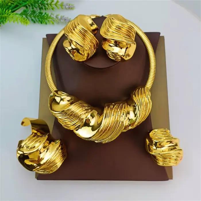EMMA femmes mode ensemble de bijoux nouveau à la mode grand collier boucles d'oreilles ensembles Style italien bijoux de luxe pour africain Nigeria dame maman