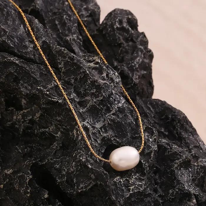 E.B.belle – collier minimaliste avec pendentif en perles d'eau douce
