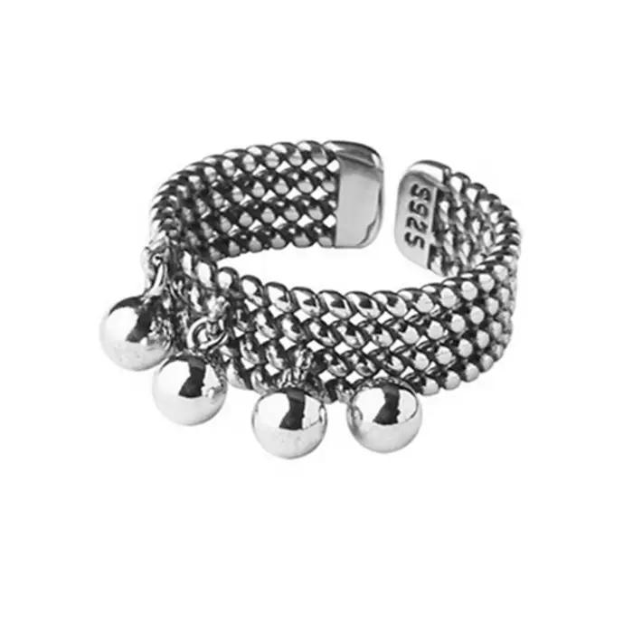 Nouveauté : Bagues pour femme en argent sterling 925 avec perles à surface lisse