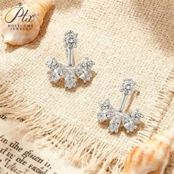 Boucles d'oreilles Moissanite avec rondes + Marquise, design léger et élégant, adaptées aux mariages, dattes, fêtes et bijoux cadeaux
