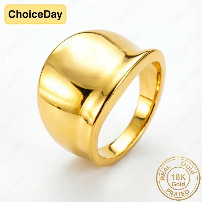 Bague large simple et élégante plaquée or 18 carats - Accessoire de bijouterie élégant pour homme et femme
