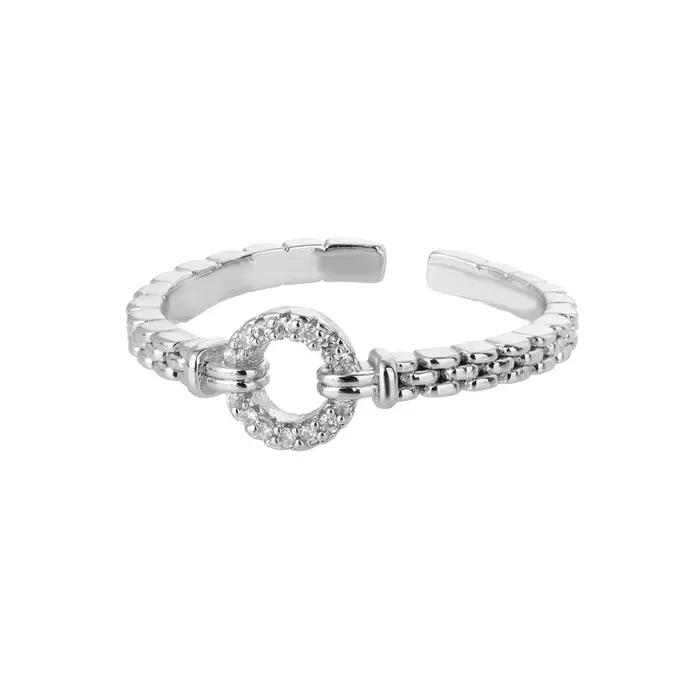 Bagues rondes en Zircon pour femmes, chaîne Punk Rock, ronde, ouverte et ajustée, en acier inoxydabl
