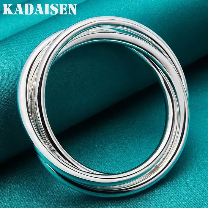 Bracelet à trois anneaux lisses en argent Sterling 925 pour femmes bijoux de mode pour mariage et fiançailles bijoux intemporels pour femmes bijoux pour cérémonies elegance et sophistication pour femmes