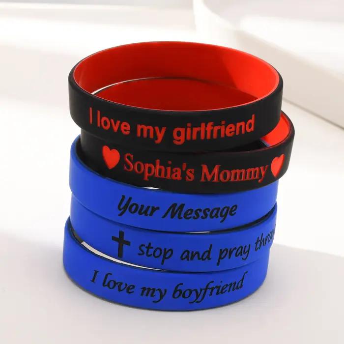 Bracelet d'identification personnalisé en silicone et alliage de cuivre pour femme avec fermoir de sécurité