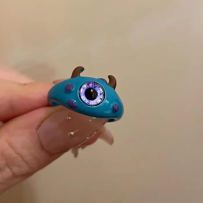 Bague Monstre Chat Noir pour Femme, Bague de Couple Amusante à Grands Yeux de Dessin Animé, Bijou de Doigt de Mariage, Accessoires de Mode Mignons, Nouveauté 2026