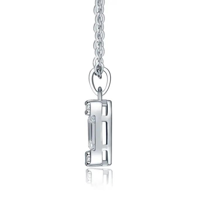Collier en moissanite taille émeraude Pretty Beauty plaqué argent or pour femme occasions spéciales bijoux élégants style art deco