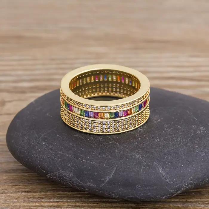Anneaux en cuivre AIBEF avec zircone cubique pour femmes, alliance de mariage, bijoux de fiançailles et de mariage, bijoux pour occasions spéciales et quotidienne