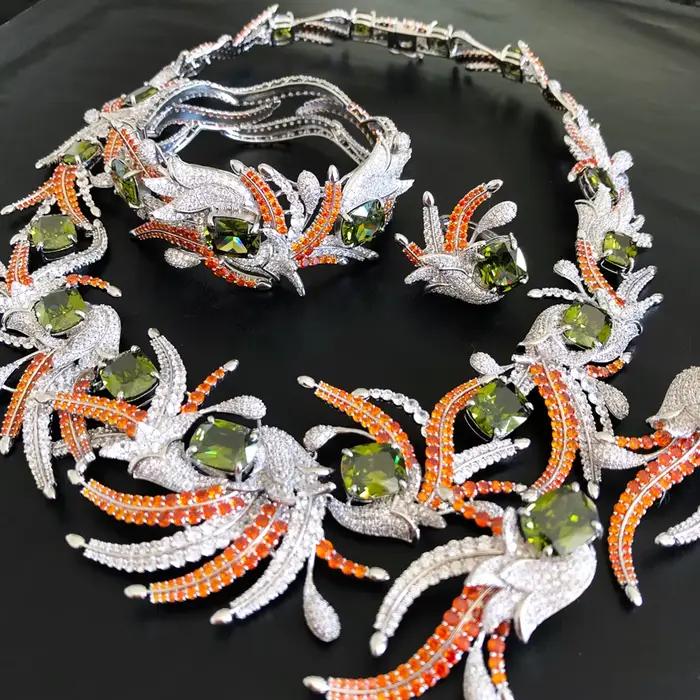 Ensemble de bijoux Missvikki en plaqué platine avec zircone cubique pour mariage nigérian et occasions spéciales femmes