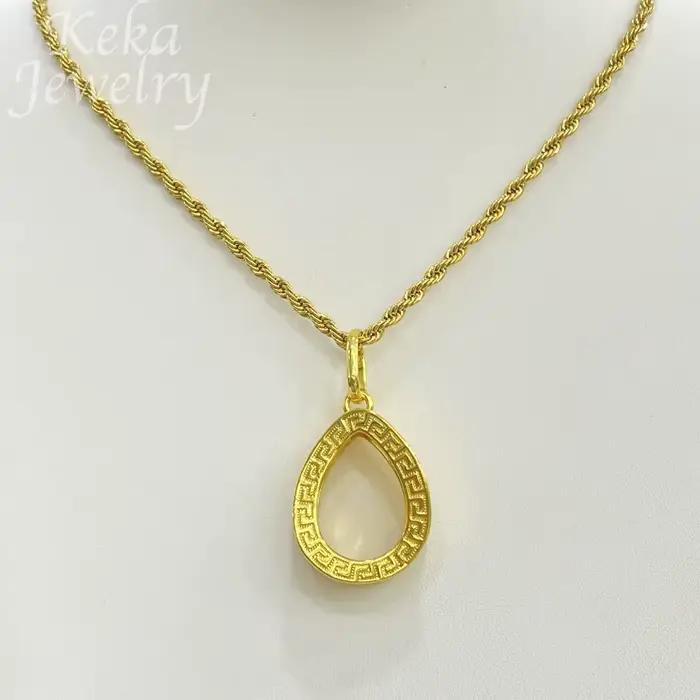Ensemble de bijoux doré 18K pour femme, collier de mariage italien de luxe, pendentif et boucles d'oreilles pour occasions spéciales