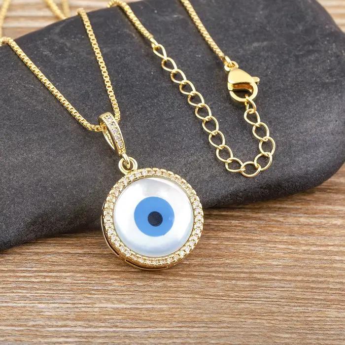 Nidin nouveauté plaqué or mauvais œil pendentif collier pour femmes Zircon bijoux clavicule chaîne t