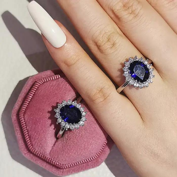 Bague de fiançailles en argent et saphir Carat